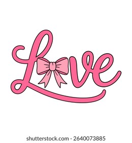 Love Word with Pink Bow Illustration