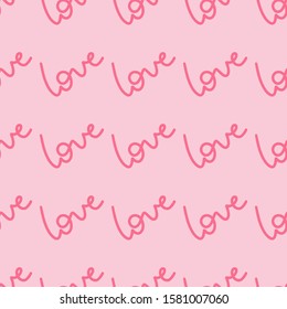 Love word pink vector seamless pattern