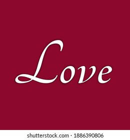 love word with shadow on red background. valentine day and love symbol. vector color image