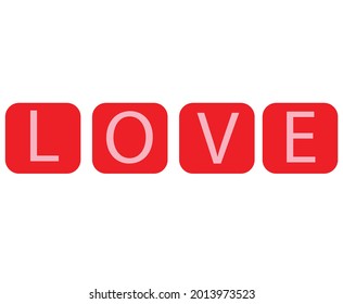 Símbolo de la palabra de amor con fondo rojo.
