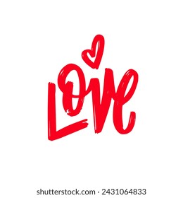 Love word text with heart love sign. Modern typography letters font. Vector art.