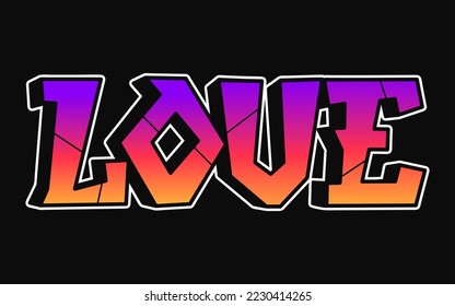 Love word trippy psychedelic graffiti style letters.Vector hand drawn doodle cartoon logo love illustration. Funny cool trippy letters fashion graffiti style print for t-shirt poster 