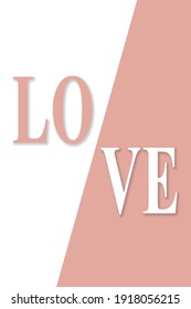 love word vector divided in pink color