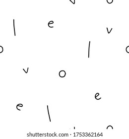 love word vector seamless texture with scattered letters