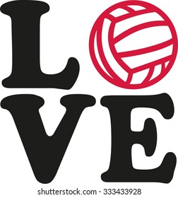 Love word with water polo ball