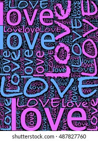 love words with black background vector print pattern