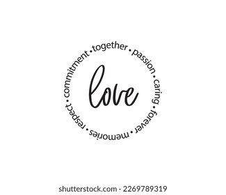 Amor y palabras en el círculo, vector. 