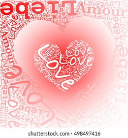 love words with heart shape