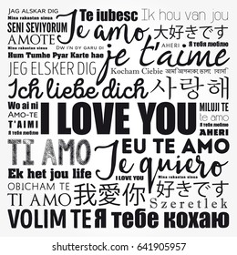 love words "I love you" in all languages of the world, word cloud background
