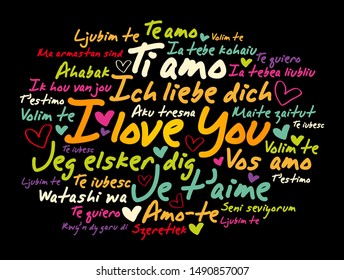 love words "I love you" in different languages of the world