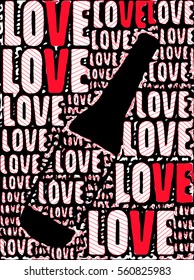 love words illustration with bottle shape illustration
