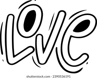 Love Words Lettering Typography Isolated Background