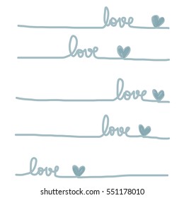 "Love" words scribbled from line to letters using to be background image or pattern. Valentine's Day card. Vector illustration.