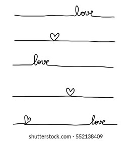 "Love" words scribbled from line to letters using to be background image or pattern. Valentine's Day card. Vector illustration.