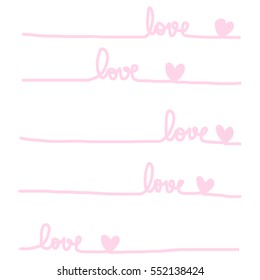 "Love" words scribbled from line to letters using to be background image or pattern. Valentine's Day card. Vector illustration.