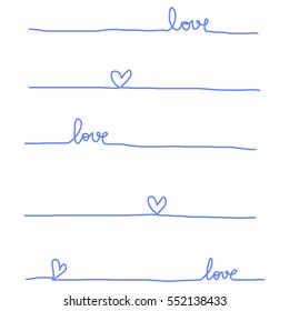 "Love" words scribbled from line to letters using to be background image or pattern. Valentine's Day card. Vector illustration.