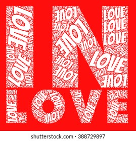 in love words and love text together with red colors love words and text  illustration together vector print pattern. For fashion and graphic design, Special day valentines gift print offer t shirt.