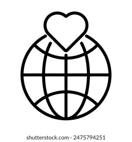 love in the world icon line vector design illustration template