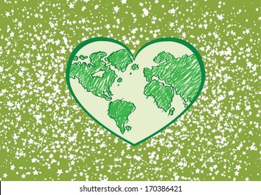 Love the World and  Save the earth  vector symbol
