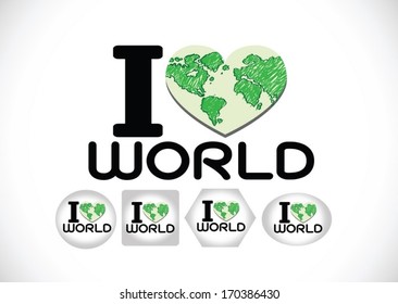 Love the World and  Save the earth  vector symbol