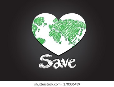 Love the World and  Save the earth  vector symbol