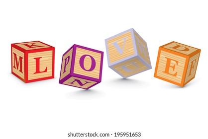 LOVE written with alphabet blocks - vector illustration