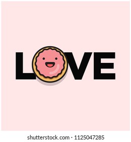 Love written with a Donut in place of the O Typography Concept Design