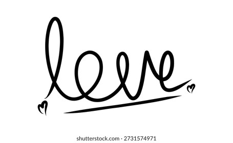 Love written hand drawn text. line drawing. Love theme. hand drawn love word. comic doodle sketch style. vector love calligraphy lettering