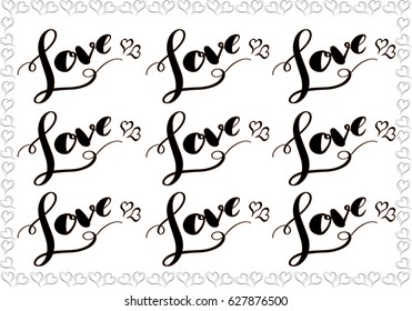 Love written.- illustration, black line on the white background.
