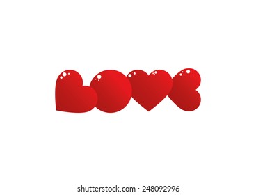 Love written with red hearts