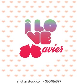 Love Xavier Greeting Card Heart Shaped Stock Vector (Royalty Free ...