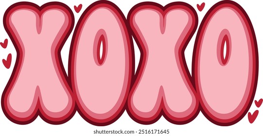 LOVE, xoxo, valentine t shirts design, Hand drawn lettering phrase, Calligraphy t shirt design, Isolated on white background, Files for Cutting EPS 10