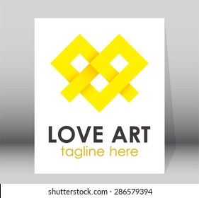 Love yellow beauty or beautiful logo element art design vector symbol icon shape line origami template 