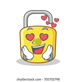 In love yellow lock character mascot