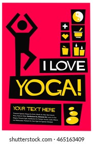 I Love Yoga! (Flat Style Vector Illustration Quote Poster Design) With Text Box