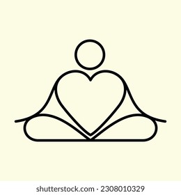 Icono de yoga de amor vectorial ilustración de línea art. eps 10
