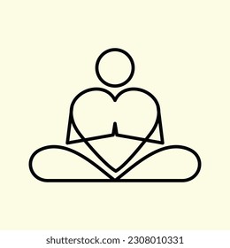 love yoga icon vector design illustration line art. eps 10
