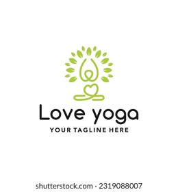 Plantilla de diseño de logotipo de yoga de amor - ilustrador vectorial. Amo el diseño del emblema del logo del yoga sobre un fondo blanco. Adecuado para sus necesidades de diseño, logotipo, ilustración, animación, etc.