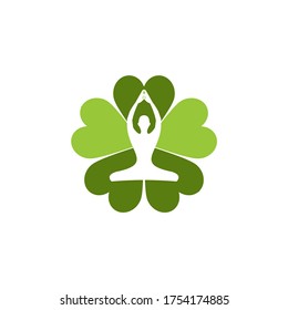 Love and Yoga pose Logo Template 