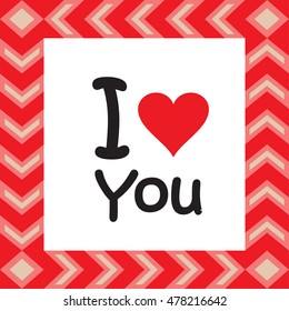 I love you. Abstract background with red heart. Vector illustration.