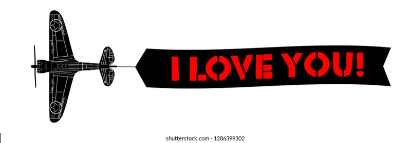 i love you advertisement banner  is attached to the plane