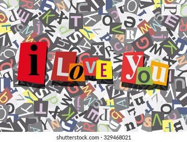 I love you, anonymous message in flat design
