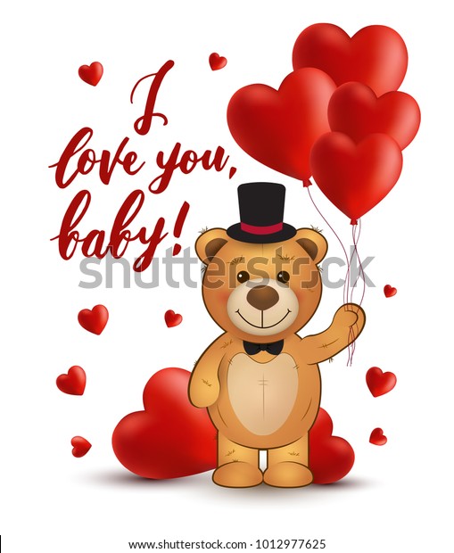 Love You Baby Vector Card Teddy Stock Vector Royalty Free