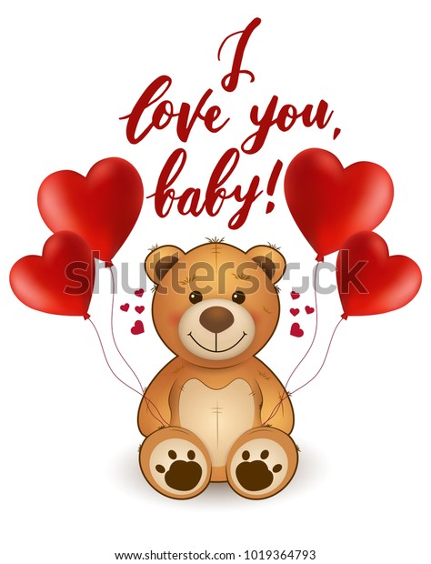 Love You Baby Vector Card Teddy Stock Vector Royalty Free