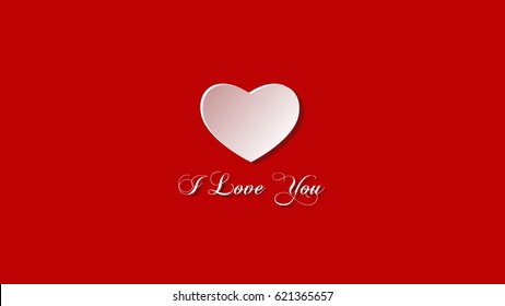 I love you background wallpaper. Red and white. White heart. Vector illustrator.