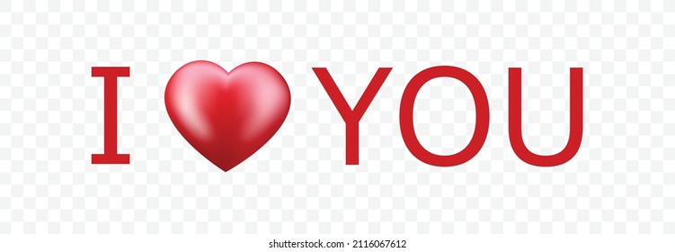 Love You Banner Red Heart Isolated Stock Vector (Royalty Free ...