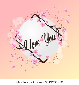 I Love you, beautiful greeting card with flower background