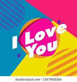i love you, beautiful greeting card background or template banner with colorful theme. design illustration