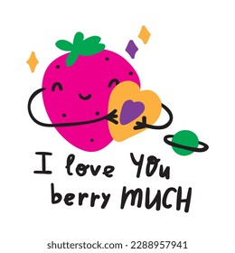 I love you berry much. Flat vector illustration on white background.