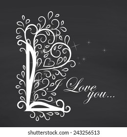  Love you. Blackboard background. Vector illustration